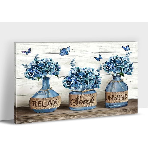 Bathroom Pictures for Wall - Farmhouse Bathroom Wall Art Decor, Bathroom Artwork for Restroom Wall Decor, Rustic Bathroom Canvas Wall Art Farmhouse Style Framed Ready to Hang 12"x18"