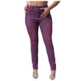 thumbnail image 1 of Bmisegm Jeans Taille Haute Extensibles Ajustés pour Femmes, Violet, TG, 1 of 5