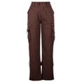 thumbnail image 4 of Jsaierl Pantalon Cargo de Randonnée pour Femmes à Jambe Grand, Taille Élastique, Bouton, Pantalon Décontracté, Couleur Unie, Pantalon de Jogging de Randonnée avec Poches à Rabat, 4 of 6