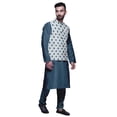 thumbnail image 2 of Atasi Kurta Pyjama Traditionnel Uni à Col Mandarin avec Ensemble de Veste Imprimée, 2 of 3
