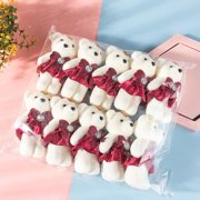 10-Piece Cartoon Teddy Bear Flower Bouquet Dolls, Colorful Ice Cream Diamond Bear Plush Toys for Graduation, Wedding & Gifting, High Quality Foam Bear Floral Decorations, 12cm Height