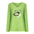 thumbnail image 4 of CEHVOM T-Shirt pour Femme à Col en V Décontracté à Manches Longues avec Imprimé et Coutures, Chandail « Love », 4 of 4