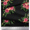 thumbnail image 2 of Soimoi Black polyester Crepe Fabric Flower Floral Print Fabric By Yard 42 Inch Wide, 2 of 3