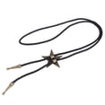 thumbnail image 2 of Black PU Leather Western Cowboy Cowboy Necklace Rodeo Necklace Rodeo Star Rodeo Bolo Tie Bola Necklace Antique Brass, 2 of 7