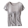 thumbnail image 1 of Penkiiy T-Shirts d'Allaitement pour Femmes, Manches Courtes, Col Rond, T-Shirts, Blouse Multifonction, Chemise Post-Partum Unie, Gris, pour m, 1 of 3