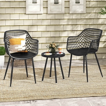 Ensemble Bistro de Patio 3 Pcs Table et Chaises Robustes Toutes Saisons Ensemble de 2 Noir