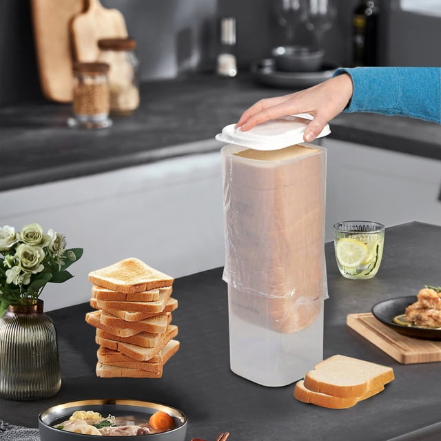 Chmadoxn Rangement et Organisation de Cuisine, Organisateurs et Rangement de Garde-Robe, Distributeur de Pain Hermétique en Plastique Réutilisable pour Pain Gâteau Transparent, Bac Organisateur de Pain Frais Rangement pour Pain