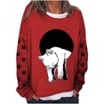 thumbnail image 2 of Chandails à Capuchon de Mode pour Femmes 2023 Oversize Texte Drôle Lettre Imprimée Col Rond Manches Longues Chandail en Molleton Ample Chandail Blouse 50 % de Rabais Liquidation Costumes Halloween/noël, 2 of 5