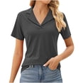 thumbnail image 1 of Vente Liquidation de Hauts pour Femmes! Polos pour Femmes Col à Revers Col en V Manches Courtes Blouse Chic Décontractée Tunique Hauts Été Liquidation, 1 of 8