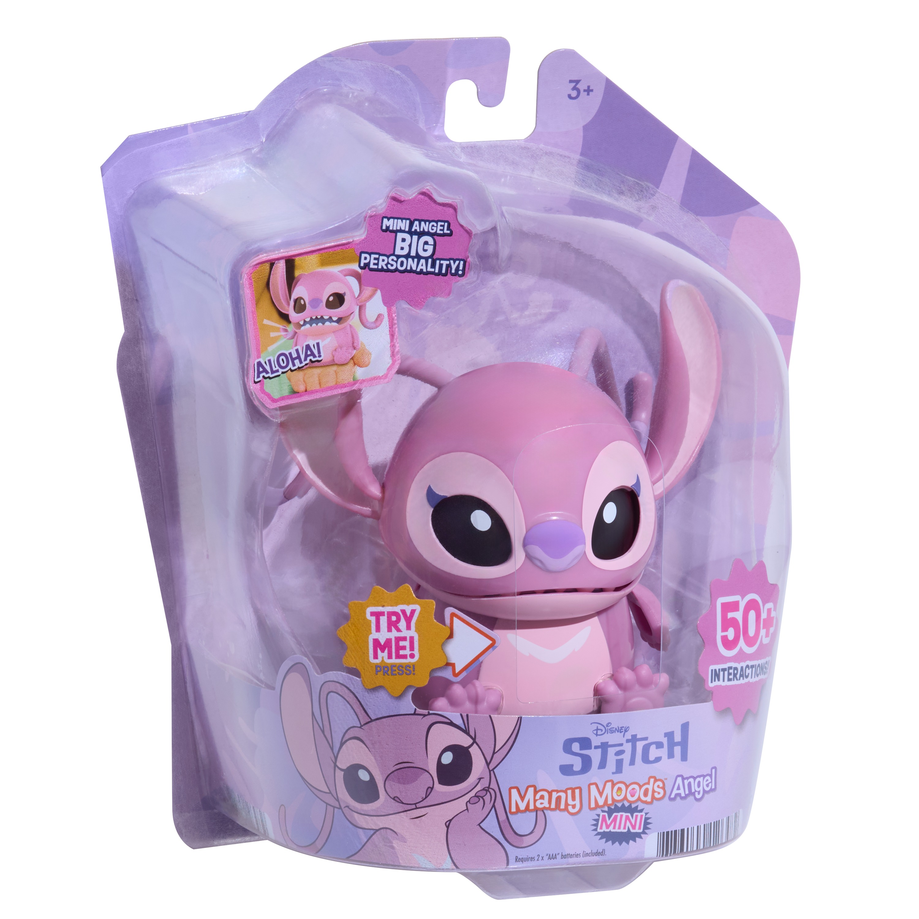 Disney Stitch Many Moods Mini Angel Interactive Toy, 50+ Sounds & Reactions, Ages 3+