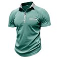 thumbnail image 2 of FAIWAD Mens Short Sleeve Tops Lapel Button Down Business Office Shirts Stretch Lightweight Tops with Pocket, 2 of 5