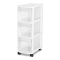 thumbnail image 1 of Sterilite Narrow 3 Drawer White Cart, 1 of 7