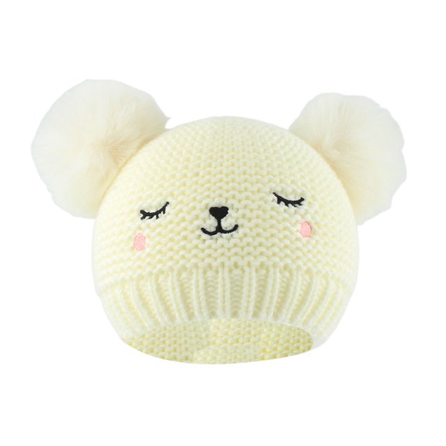Penkiiy Toddler Girls Boys Winter Hat Kids Pom Pom Beanie Hats Baby Faux Fur Pom Beanies Warm Soft Toddler Hats White