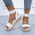 thumbnail image 1 of LSLJS Sandales d'Été pour Femmes à Talon Compensé, Semelle Épaisse, Paille Tressée, Boucle Métallique, 1 of 9