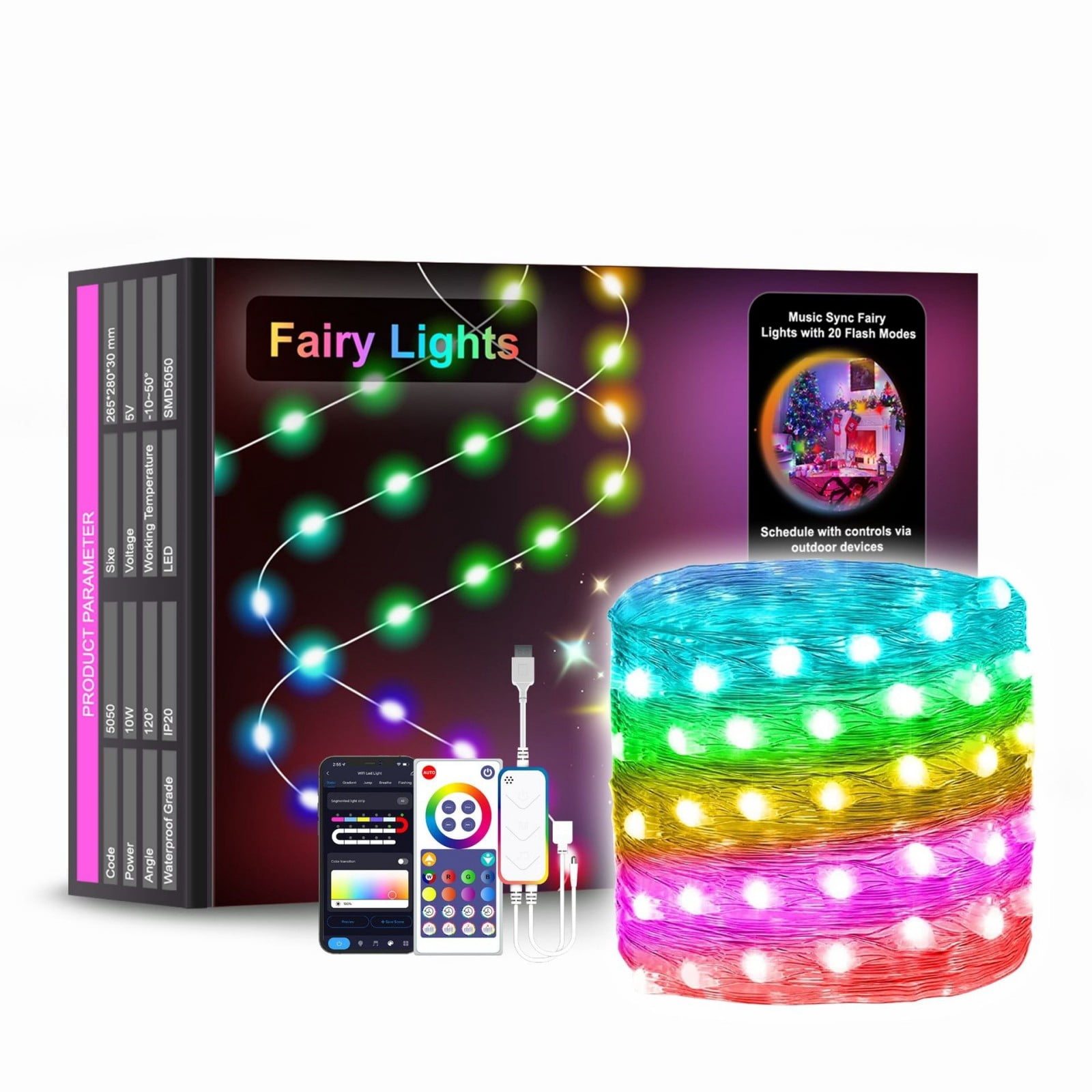 Solar Street Lights Outdoor Solar String Lights,Smart LED Strip Lights,App Remote Control Music Sync,IP65 Waterproof Outdoor Light Bar,Clip Solar Panel,Garden Pool Party Decoration Holiday Gifts
