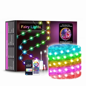 Solar Street Lights Outdoor Solar String Lights, Smart LED Lumières de bande,App Remote Control Music Sync,IP65 Bar à lumière extérieure étanche,Clip panneau solaire,Jardin Pool Party Décoration Cadeaux de vacances