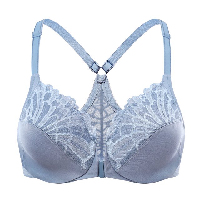 CHUANK Female Racerback Front Closure Unlined Underwire Bra for Women Black 34B