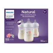 Philips Avent Natural Baby Bottle With Natural Response Nipple, With Blue Elephant Design, 3x9oz Bottles, SCY903/63