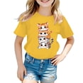 thumbnail image 1 of GDREDA Vêtements Fille Enfant Filles Mignon Graphique Col Rond Manches Courtes Tee Été Décontracté T-Shirt Hauts Fille Été Jaune,7-8 Ans, 1 of 5