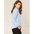 thumbnail image 4 of INSPIRE CHIC Women's Ruffled Trim Button Down Stand Collar Long Sleeve Blouse Top, 4 of 4