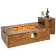 thumbnail image 2 of Patiojoy 2-Piece 48" Propane Fire Pit Table Rectangular 50,000 BTU w/20 Gallon Tank Side Table for Courtyard Balcony Garden, 2 of 7