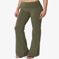 thumbnail image 3 of Pantalon de Yoga Décontracté pour Femmes Grande Taille, Basique, Taille Repliable, Confortable, en Coton Extensible, Coupe Bootcut, 3 of 7