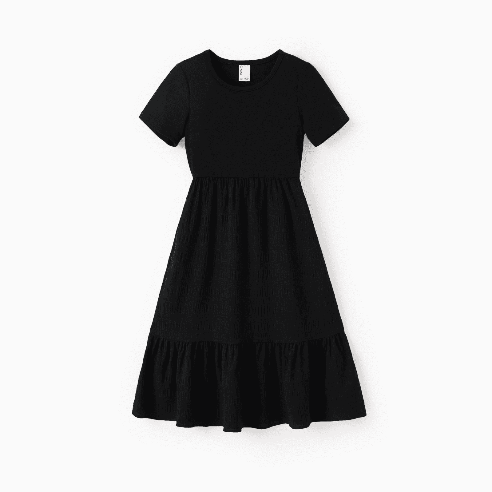 PatPat Girl's Cotton Solid White Short-sleeve Ruffle Hem Casual Dress