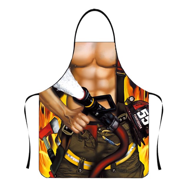 Langgg Personalized Waterproof Apron Barbecue And Outdoor Activities Rear Tie Barbecue Muscular Mens YH01