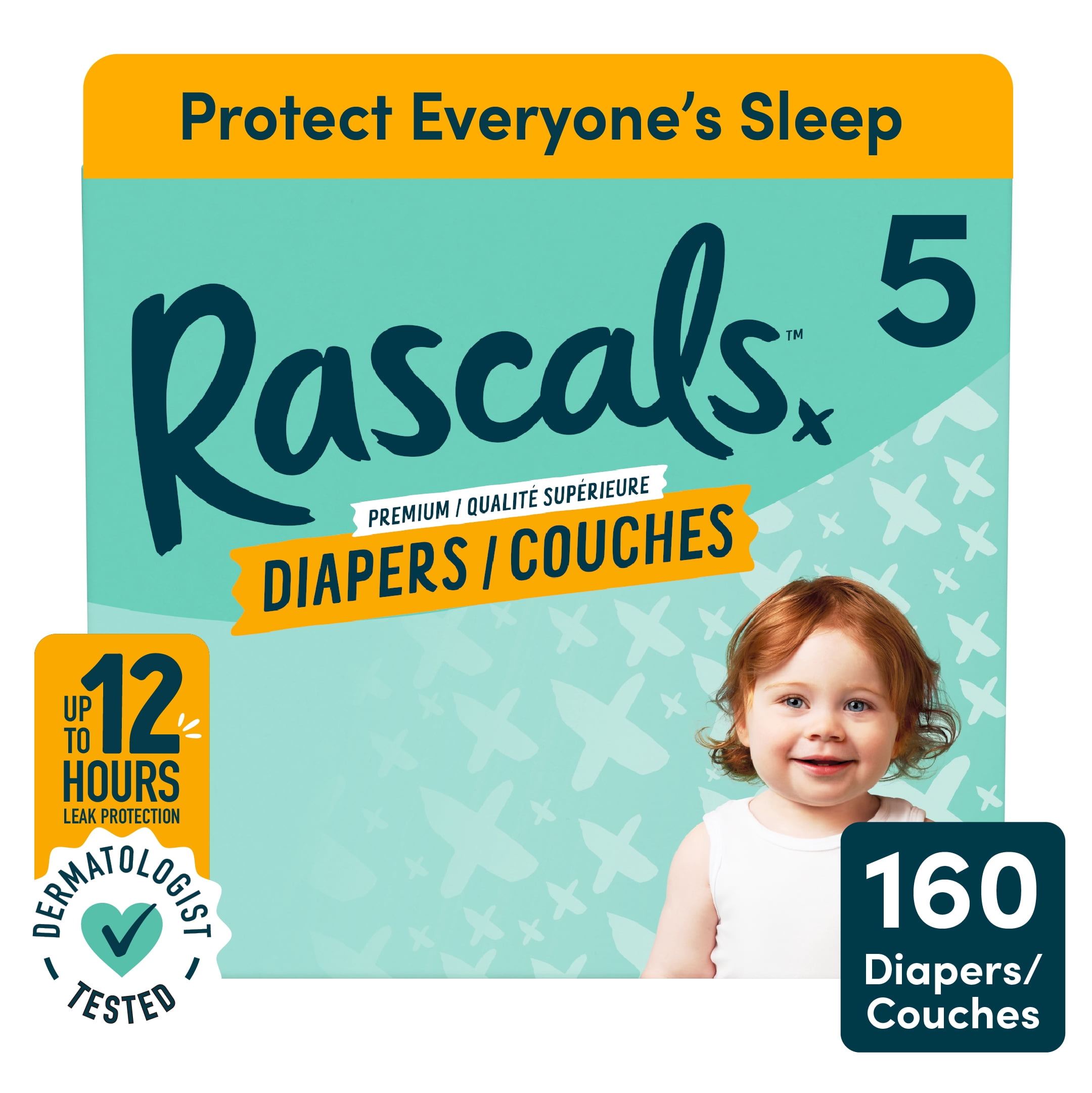 Rascals Premium Absorbent Baby Diapers, 2, Carton, 220 Count