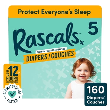 Couches Rascals Premium, Taille 5, 160 unités