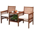 thumbnail image 3 of Costway Causeuse de Patio Ensemble de Conversation Chaise en Bois d'Acacia Table Basse Coussinée Blanc, 3 of 10