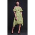 thumbnail image 2 of Bimba Robe Tunique Évasée à Manches Flottantes à Épaules Dénudées à Imprimé Floral Vert pour Femmes - Grande, 2 of 6