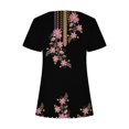 thumbnail image 5 of Hauts d'Été pour Femmes Grande Taille à Manches Courtes Mode Femmes Décontracté Imprimé Col Carré Manches Courtes Boutons Hauts Blouses Amples T-Shirt à Col en V Femmes en Liquidation, 5 of 5