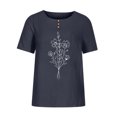 thumbnail image 4 of Soldes d'Été Iumwxz Chemises de la Saint-Valentin pour Femmes T-Shirts Basiques Confortables Hauts pour Femmes Imprimé Floral Hauts à Manches Courtes Col Rond Blouse pour Femmes Offres Spéciales Cocktail, 4 of 4