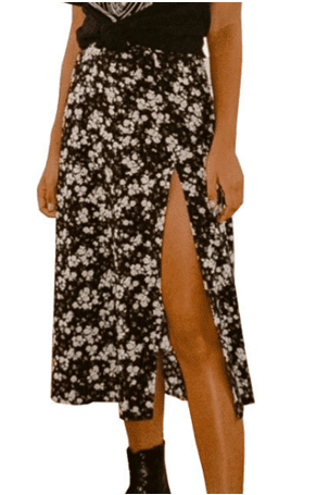 Wangsaura Ladies Summer Leopard Print/Floral Print High Waist Skirt