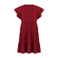 thumbnail image 4 of Femmes Été Volant Manches Mini Robe Couleur Unie Décontractée Swing Fluide une Ligne Plissé Plage Robe de Soleil, 4 of 7