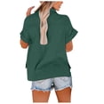 thumbnail image 4 of fheaev Button Up Shirts For Women Roll Up Short Sleeve Button Down Cotton Linen T-Shirts With Pocket V-Neck Work Tunics Blouse Collared Tops, 4 of 9