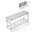 thumbnail image 2 of Kojooin Table Pliante Commerciale en Acier Inoxydable avec Tablette Inférieure, Table de Travail de Préparation de Cuisine Robuste, 2 of 7