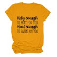 thumbnail image 1 of Qertyioot Hauts pour Femmes Chemise à Manches Courtes Imprimée Lettres Décontractée Blouse, 1 of 3