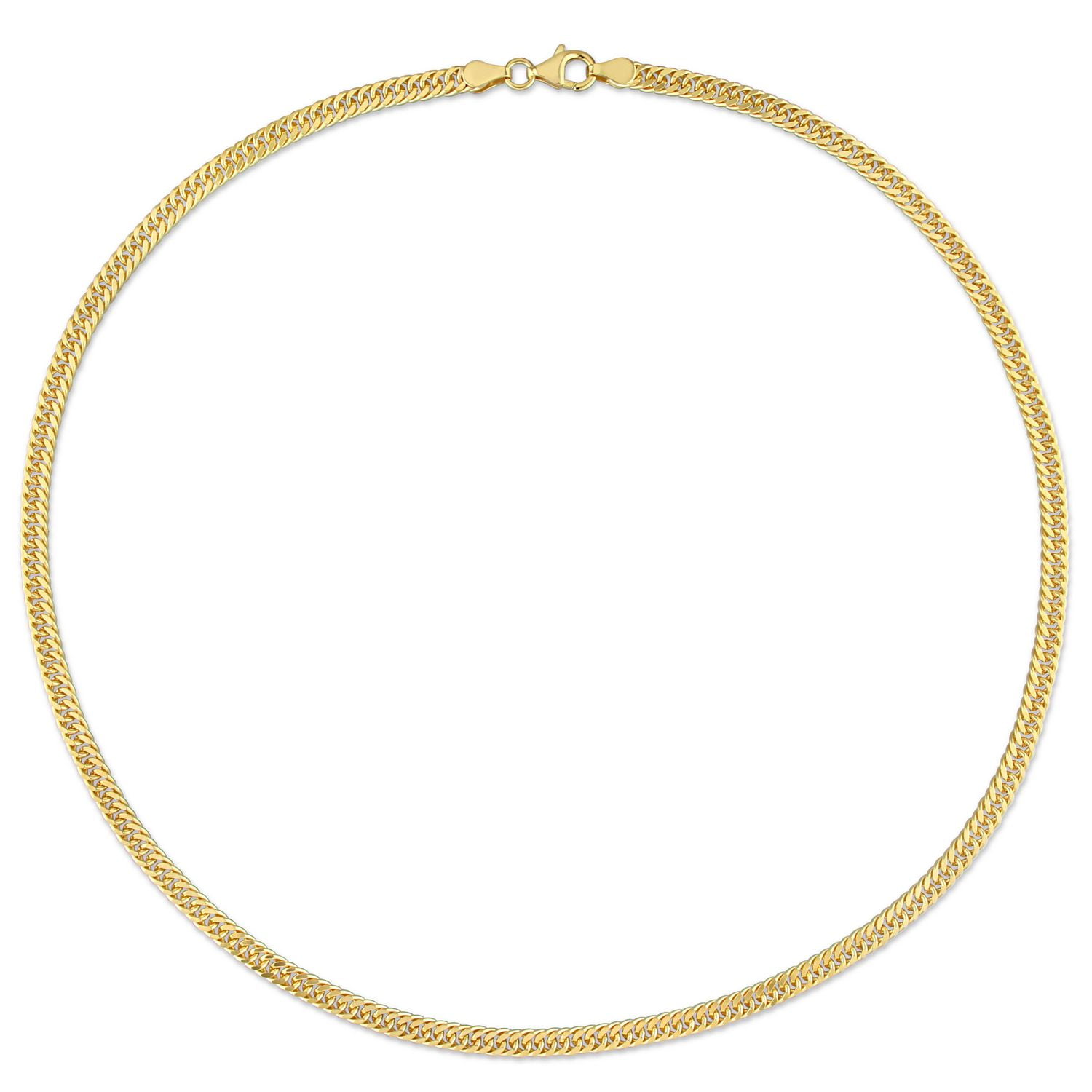 Miabella 18K Yellow Gold Plated Sterling Silver Double Fancy Curb Link Necklace
