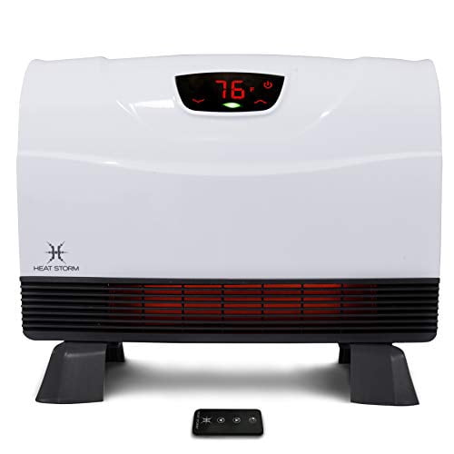 Chauffage infrarouge Heat Storm Phoenix de sol à mur avec pieds attachables, télécommande, économe en énergie - 750-1500 Watts