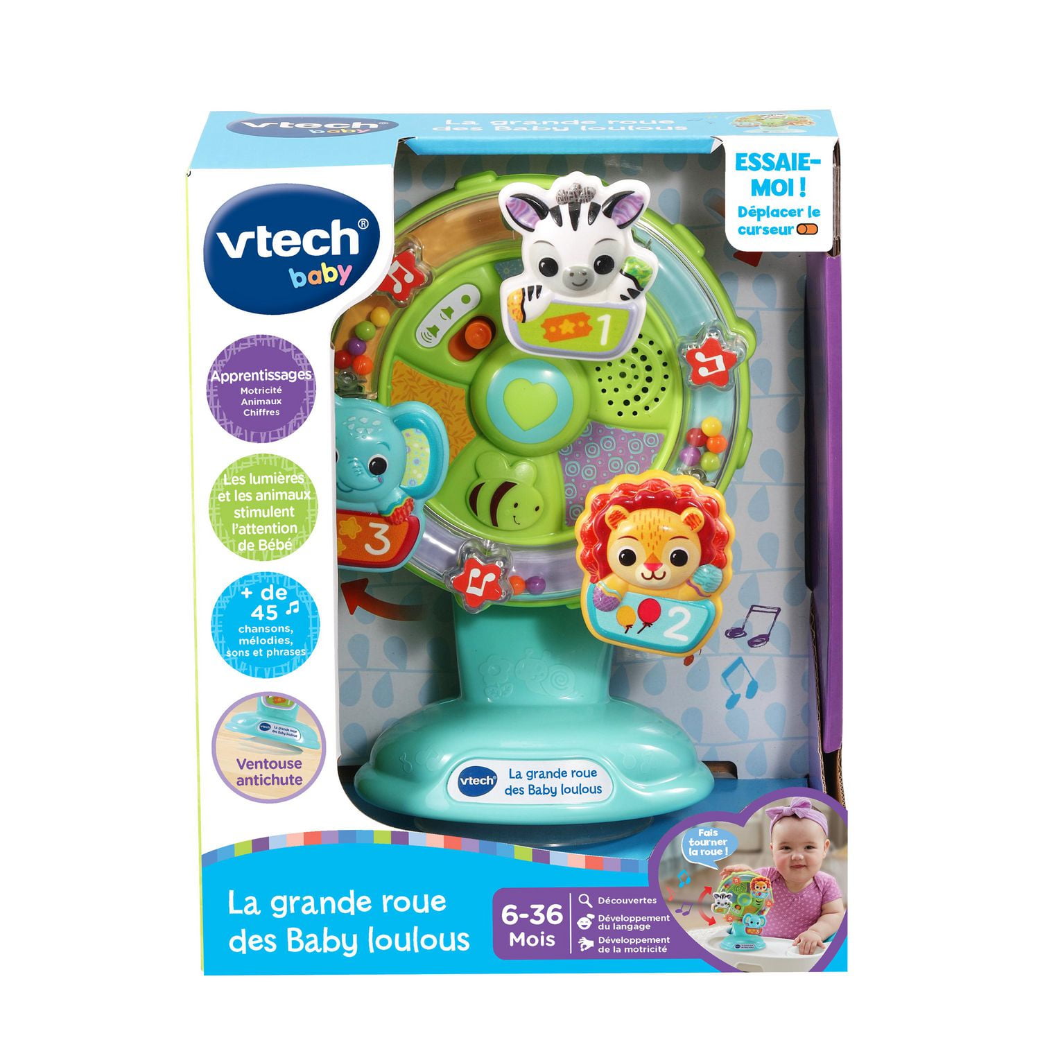 VTech La grande roue des Baby loulous - Jouet interactif pour bébé avec ventouse - Version française
