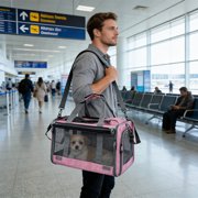 Dvkptbk pet carrier Handheld Crossbody 2 In1 Cats Carrier Bag Foldable Lightweight Pet Travel Carrier for Small Dogs Cats Suitable for Outdoor Walks Vet Visits Travel