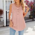 thumbnail image 4 of Timegard Womens Tank Tops Round Neck Button Ruched Eyelet Sleeveless Top Casual Tunic Top for Leggings, 4 of 5