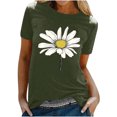 thumbnail image 1 of KIHOUT Nouveau Haut de Mode d'Été pour Femmes 2025, T-Shirt à Manches Courtes à Col Rond Décontracté à Imprimé Floral Vert Armée TG, 1 of 5