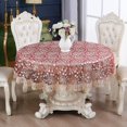 thumbnail image 1 of QJUHUNG Lace Round Tablecloth Embroidery Coffee Table Cover for Dining Room Picnic Wedding Party Banquet Home Decor, 1 of 7