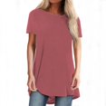 thumbnail image 1 of JIRNDf Chemises pour Femmes Hauts Mode Été Tendance Grande Taille Col Rond Manches Courtes Longues Tuniques Décontractées Blouse Rouge Pastèque TTG, 1 of 9