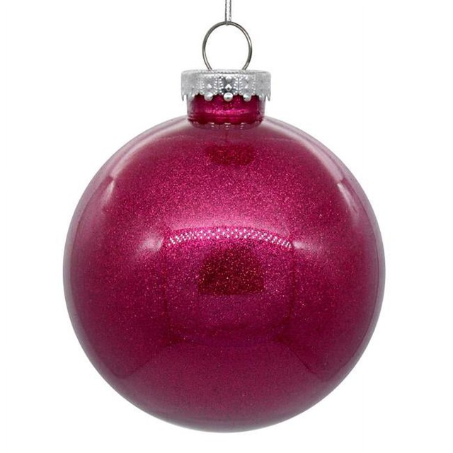 Vickerman N211570 Boule Transparente Pailletée Fuchsia de 6 Po - 4 par Sac