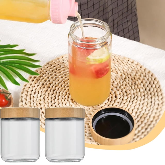 Large Glass Storage Jars with Wooden Lids - 2-Pack Airtight Food Containers for Pantry Organization, Dry Goods, Coffee, Tea, and Snacks