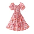 thumbnail image 1 of Hpapadks Robe pour Tout-Petits Extensible à Manches Courtes Florale Vacances en Bord de Mer Robe Princesse Robes pour Filles Rouge Melon D\'eau 14-15 Ans, 1 of 3